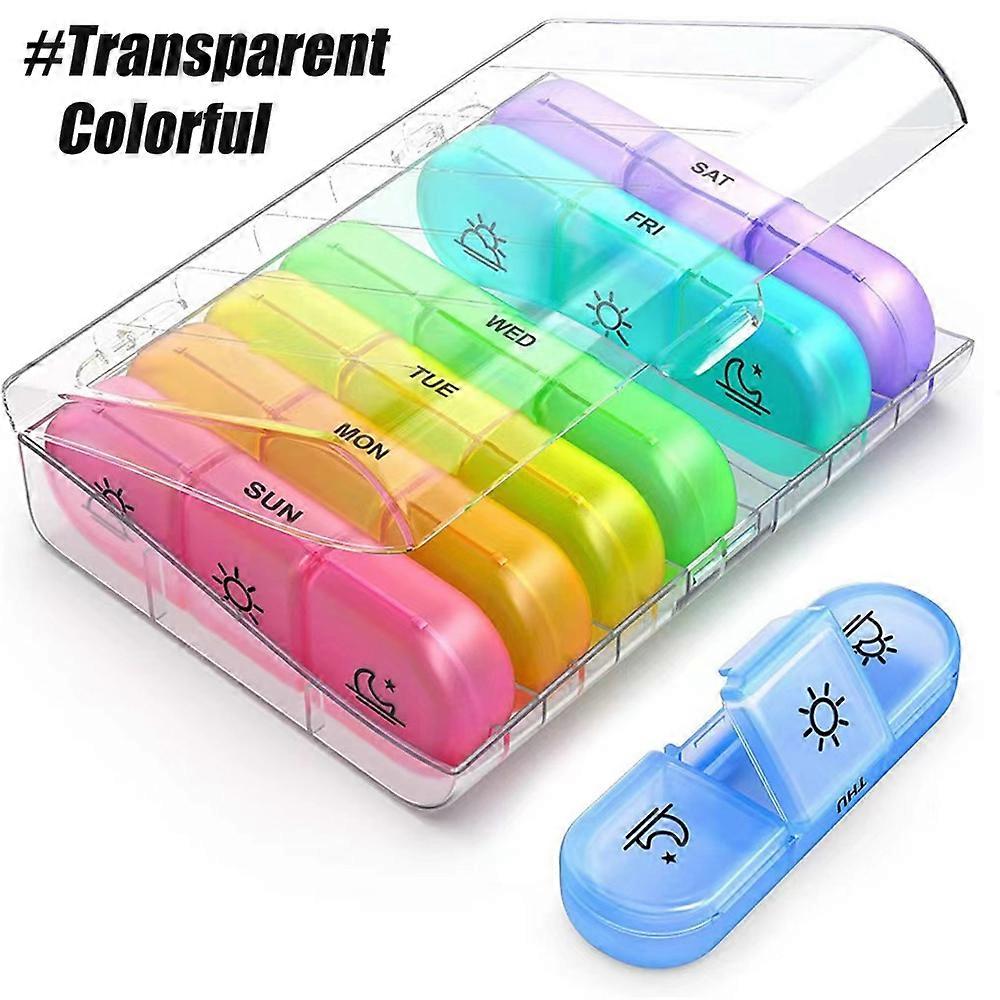 Weekly Pill Organizer 3 Times A Day Portable Travel Pill Box 7 Day Pill Case for Vitamins Medication Supplements & Fish Oils
