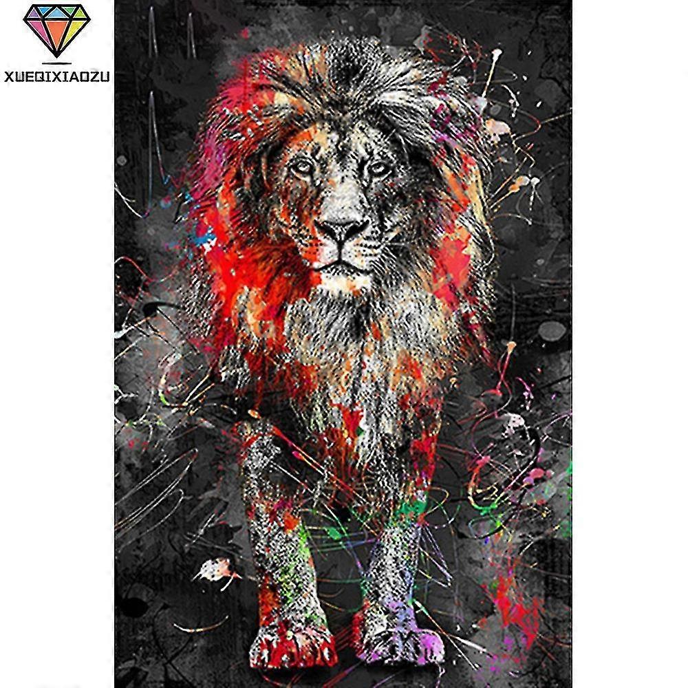 Lion Portrait, Diamond Abstract, Embroidery, 5d, Diy, Diamond Inlay, Gifts