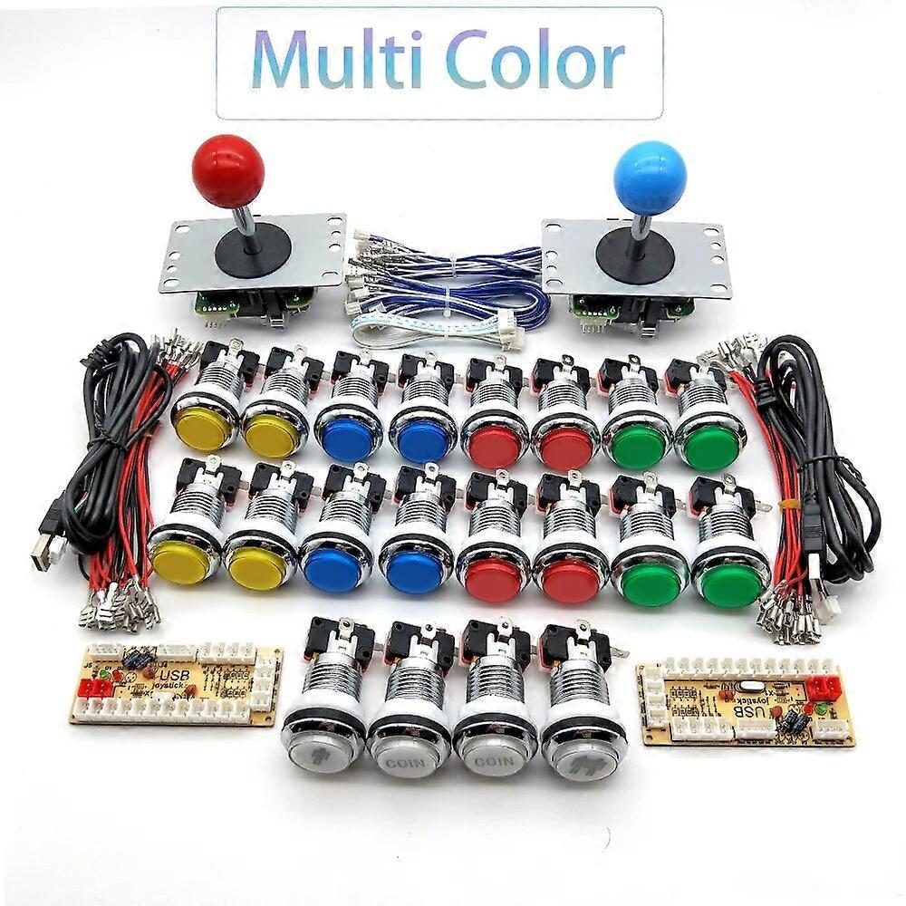 Zero Delay Arcade Schrank DIY Kit für 5V LED Chrom Druckknopf Kopieren SANWA Joystick 1 & 2 Player COIN USB auf PC / Raspberry Pi