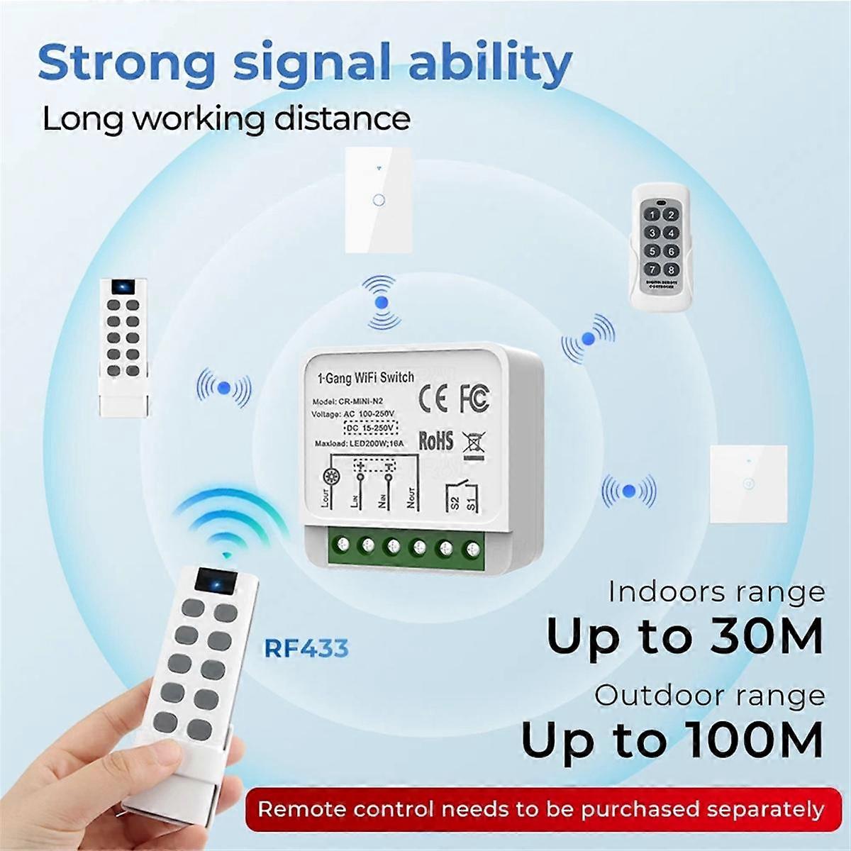 Tuya WiFi RF433 Smart Switch Modul mit Fernbedienung Home Automation DIY MINI Breaker Relay für Alexa Smart