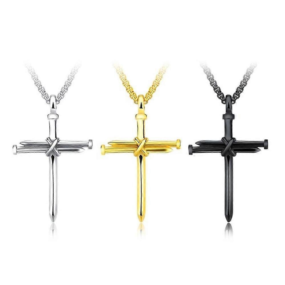 Collier explosif Collier croix en titane Classique Simple All-match Pendentif clou en acier inoxydable