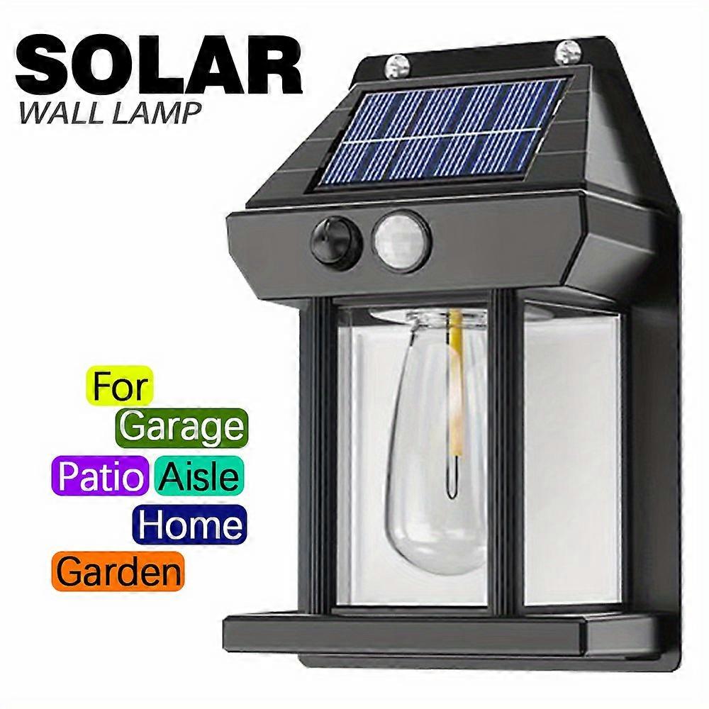 1pc Elegant Solar-Powered LED Wall Lamp - 3 Lighting Modes - Waterproof Outdoor Accent Light for Villas Gardens and Courtyards - Energy-Efficient Smal