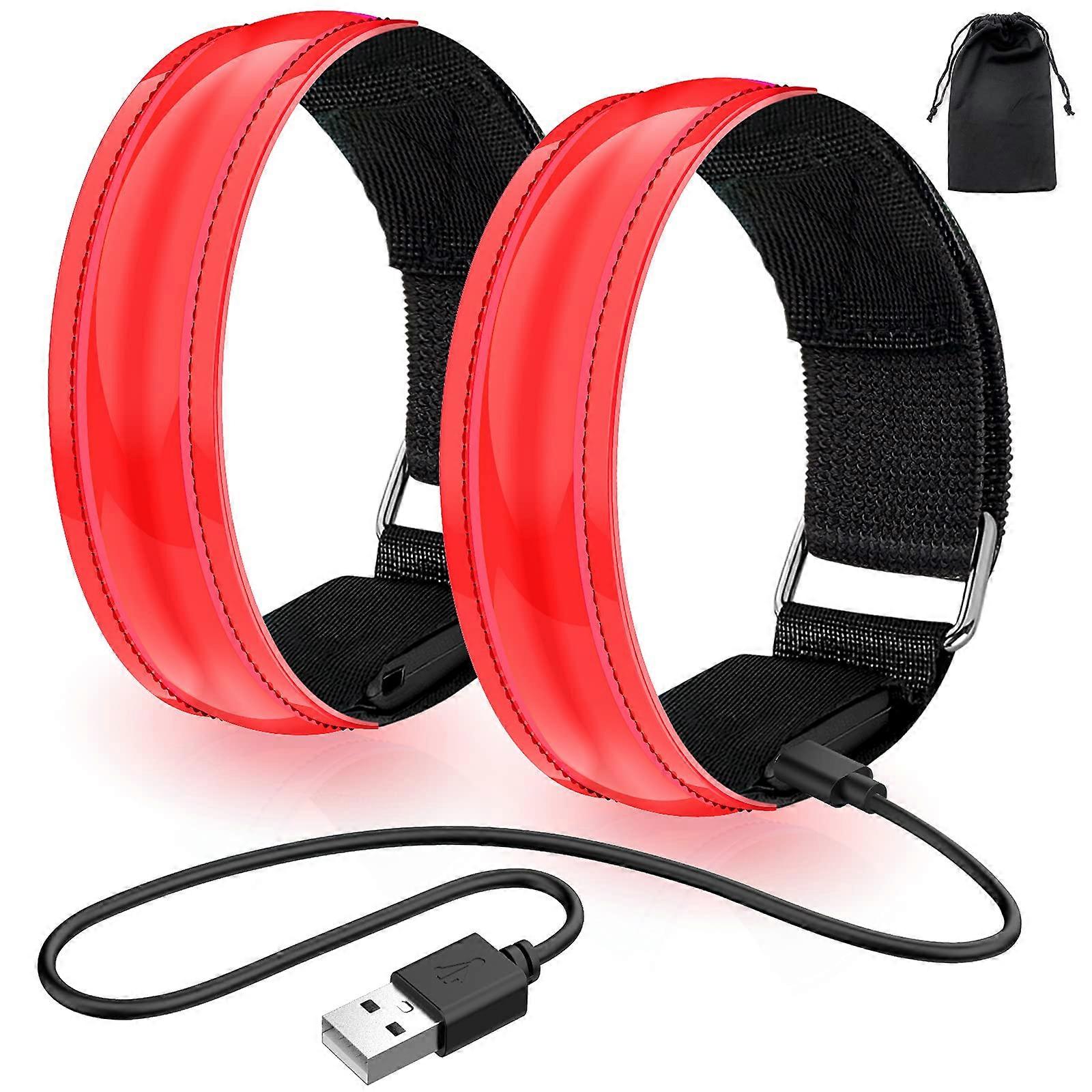 Rechargeable LED Armband | High Visibility Led Running Lights for Runners | Reflective Running Gear Light Up Armbands