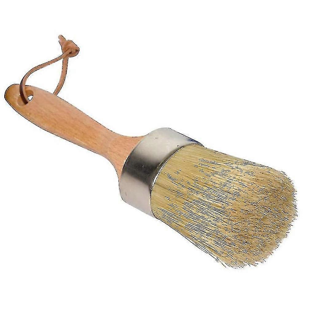 Chalk And Wax Paint Brush Large 2-in-1 Round Natural Bristles Painting Tool For Diy Furniture Stenc