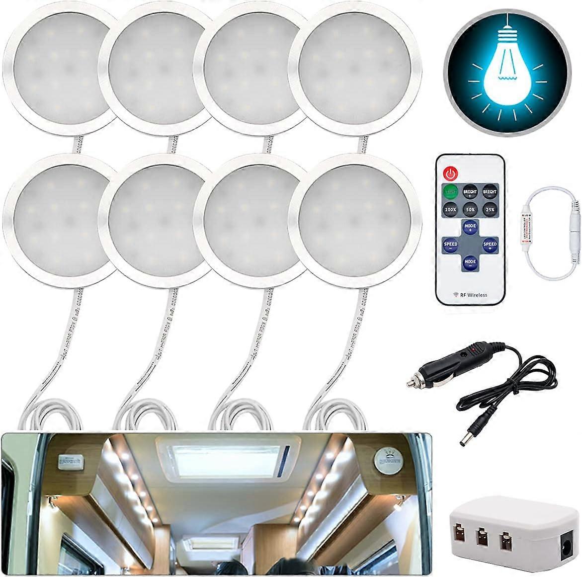 Interior LED Spot Light 12V 3W Recessed Ceiling Downlight For T4 T5 Camper Van, Lorry, Caravan, Motorhome, Boat, Bus (8 Lights)