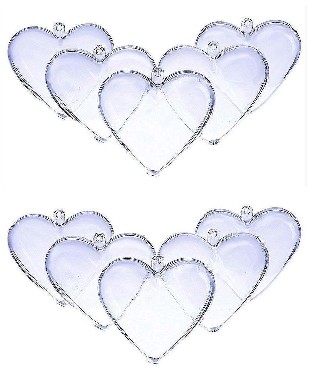 10pcs 80mm Clear Plastic Acrylic Heart Shape Fillable Christmas Tree Ornaments Diy Bath Bomb Molds Xmas Tree Decoration (clear)