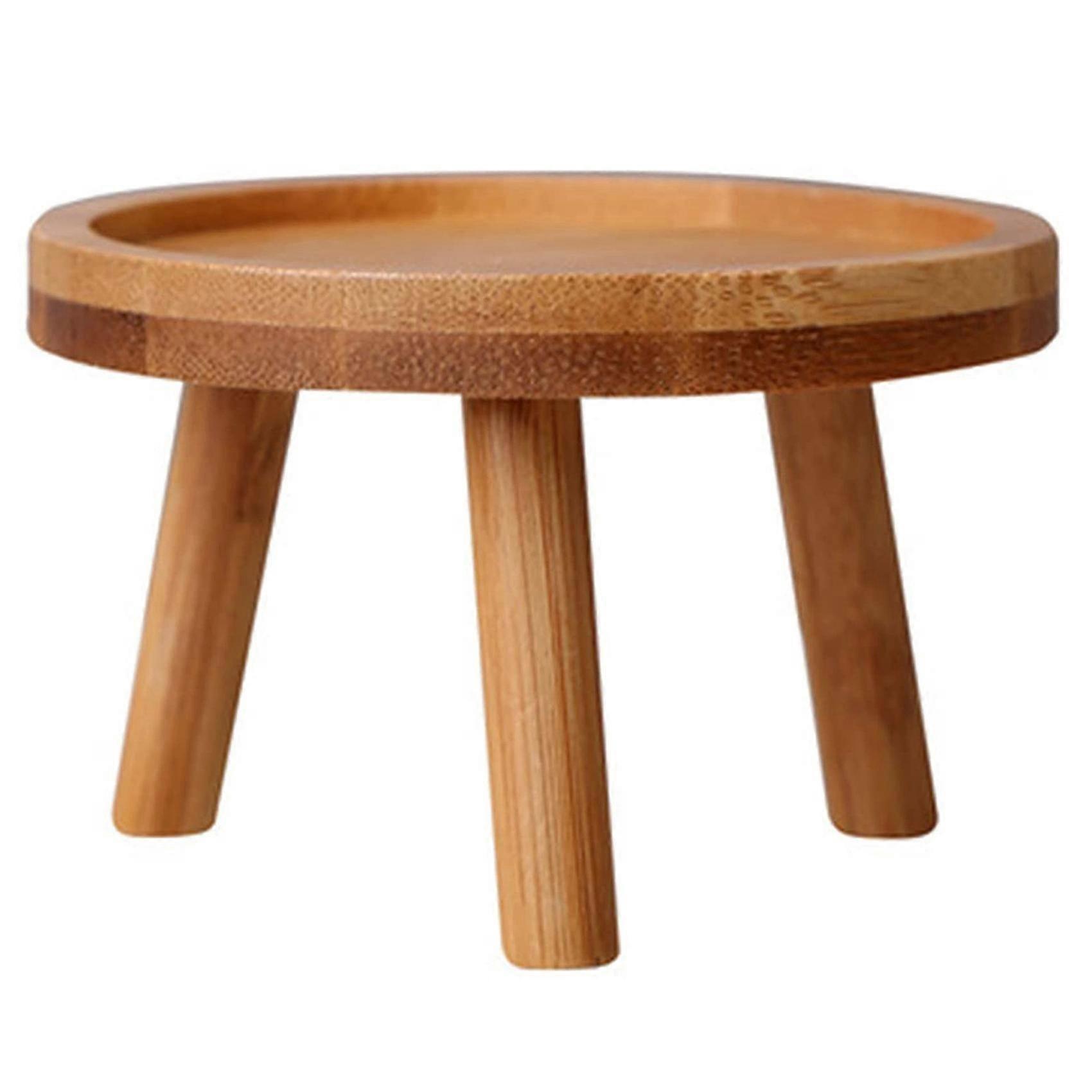 Wooden Plant Stand Flower Pot Base Holder Stool High Stool Balcony Succulent Round Flower Shelf For