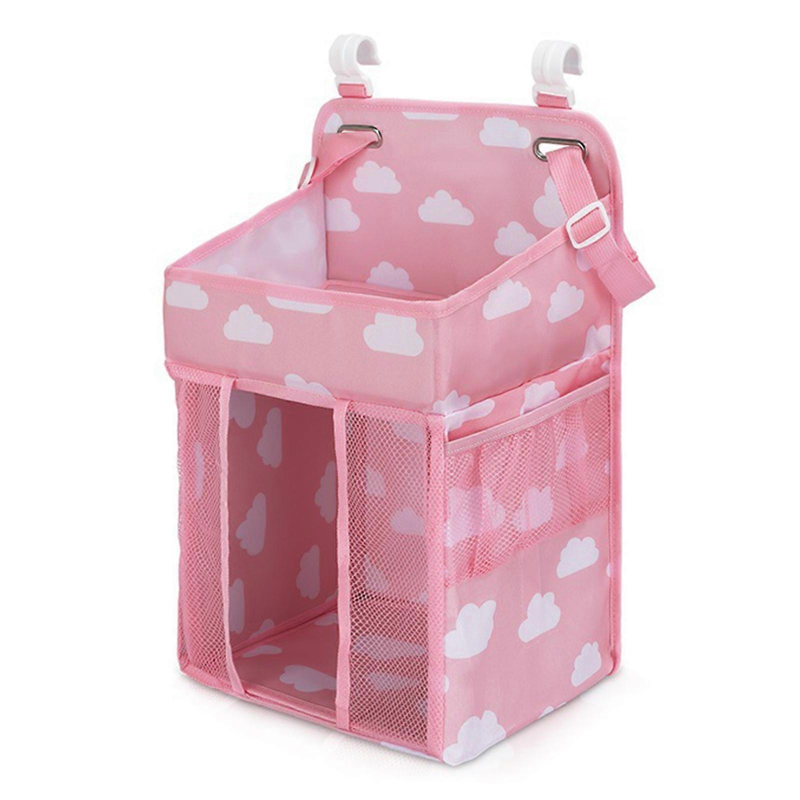 Baby Diaper Hanging Bag with 4 PE Board 2 Hook Cloud Pattern Hollow Mesh Multiple Side Pockets Compartments Infant Essentials Storage Organizer KAESI
