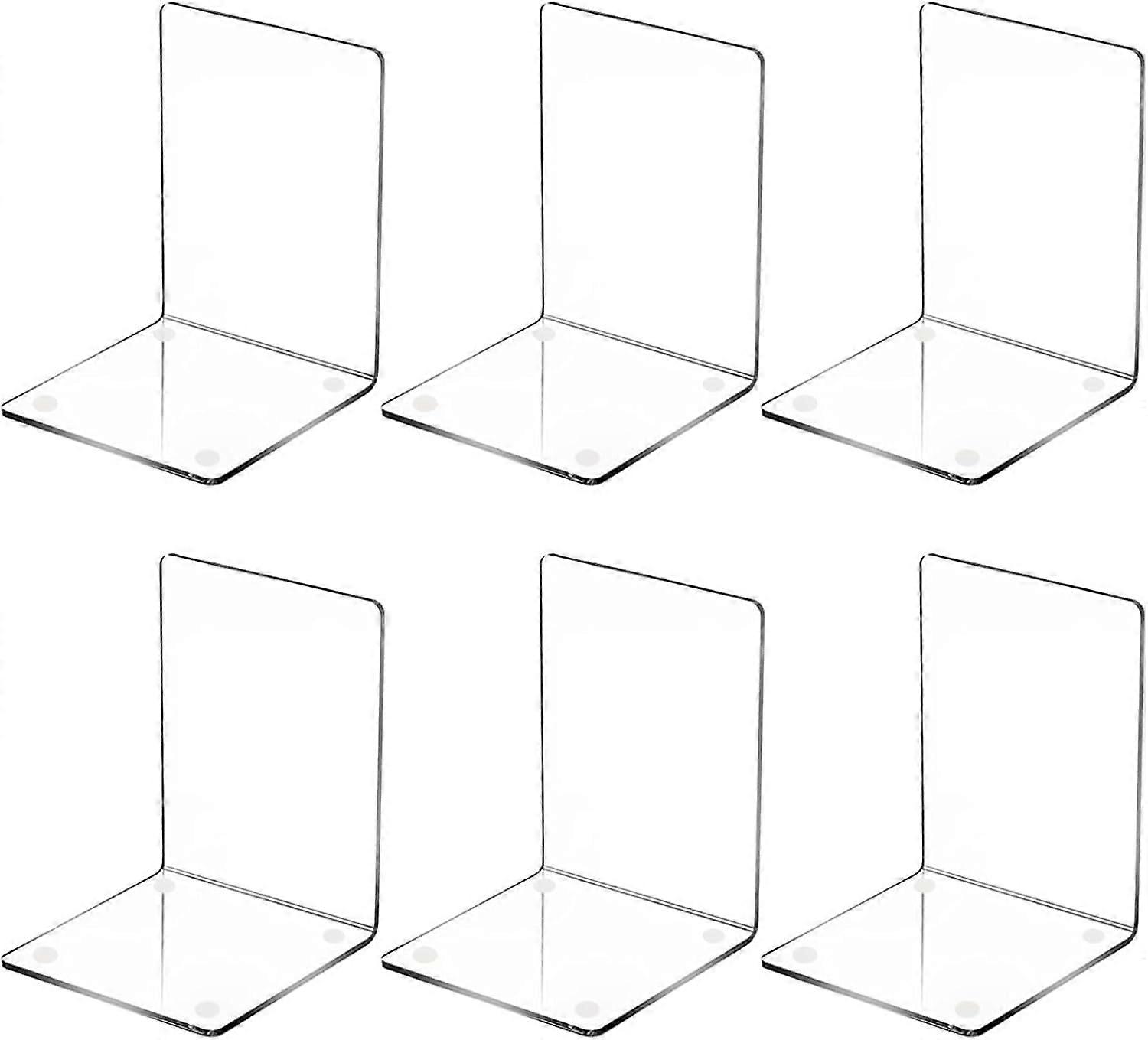 Pairs Bookends, Acrylic Book Stoppers Book Storage Bookends for Bookshelf Book Press with 6 Non-Slip Mats for Home, Office, Schools - Transparent/ 5*