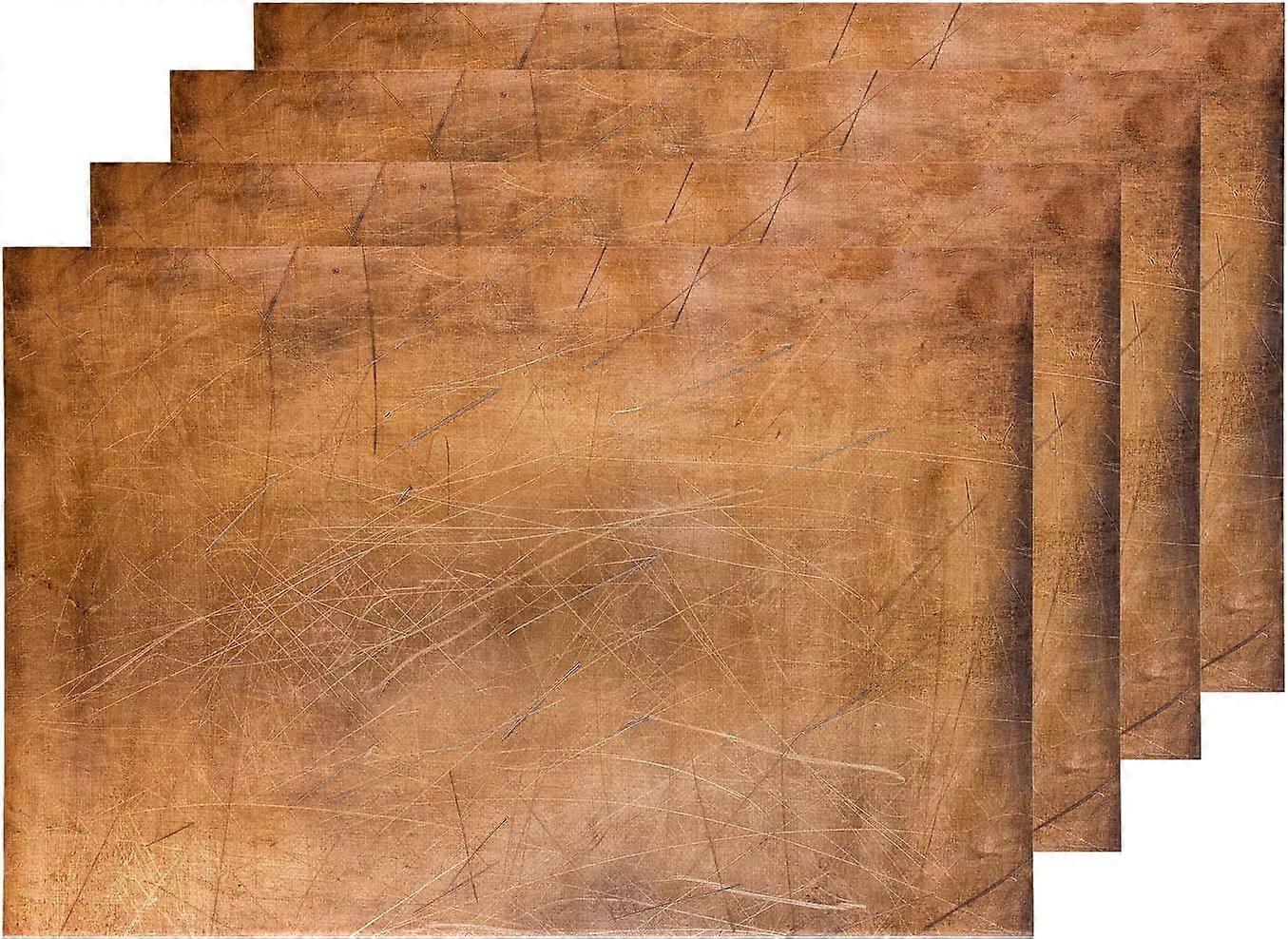 Brown Gold Modern Copper Pattern Placemats, Abstract Scratch Marks Table Mat Linen Burlap Washable Double-Deck Heat Insulation for Dining Table Kitche