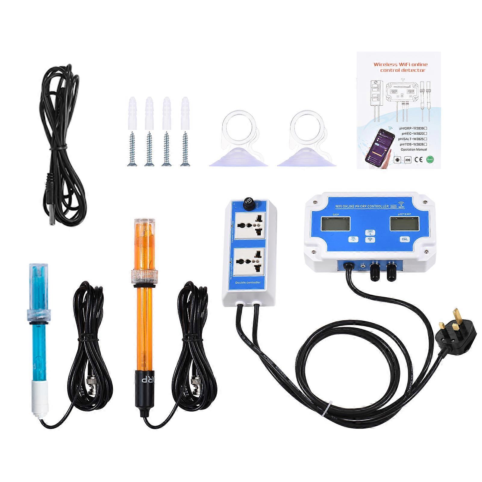 Wireless WiFi Online Control Detector Water Quality Detector 3-in-1 pH/ORP/TEMP Controller Water Quality Tester BNC Type Probe