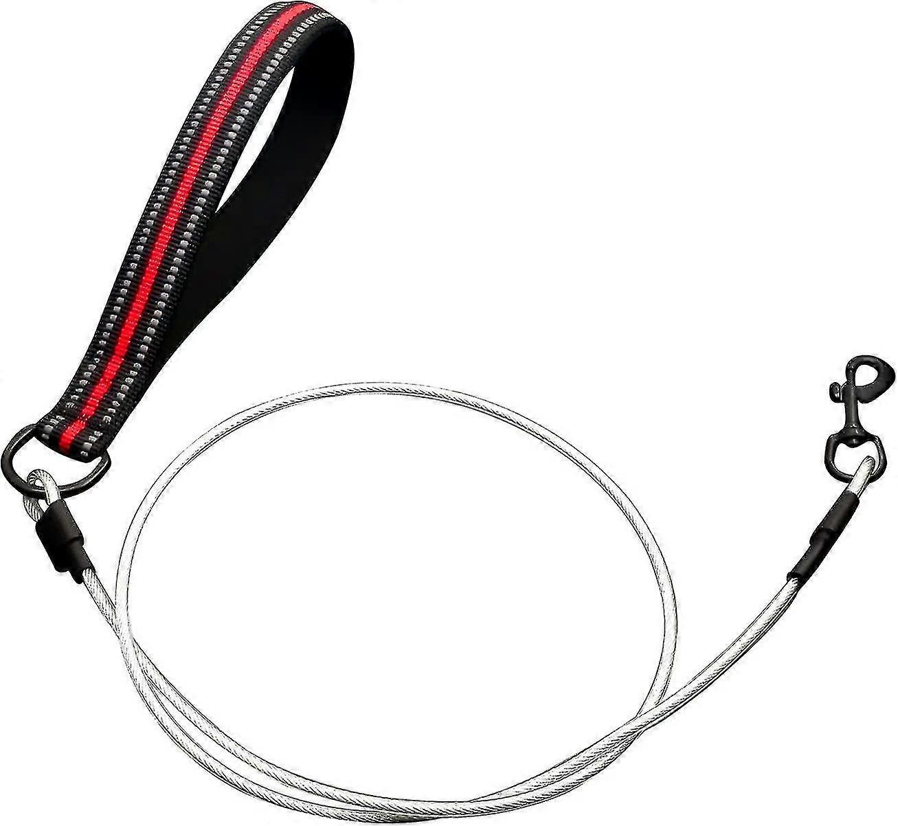Dww-dog Chew Leash With Padded Handle, Wire Rope For Small, Medium And Large Dogs (red)