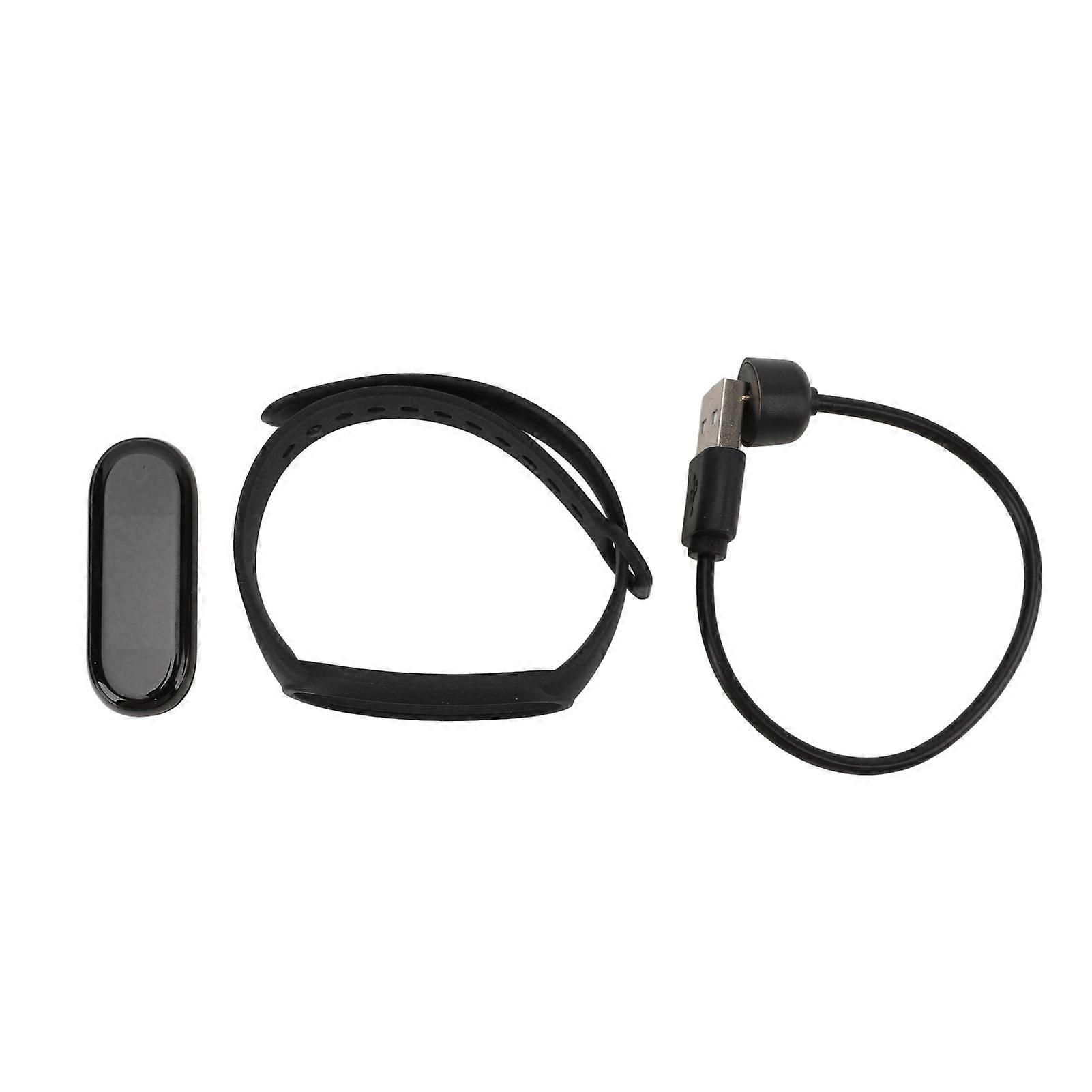 Fitness Tracker IP68 Waterproof Bluetooth Camera Control Step Monitoring Magnetic Suction Charging Activity Sleep Tracker Black