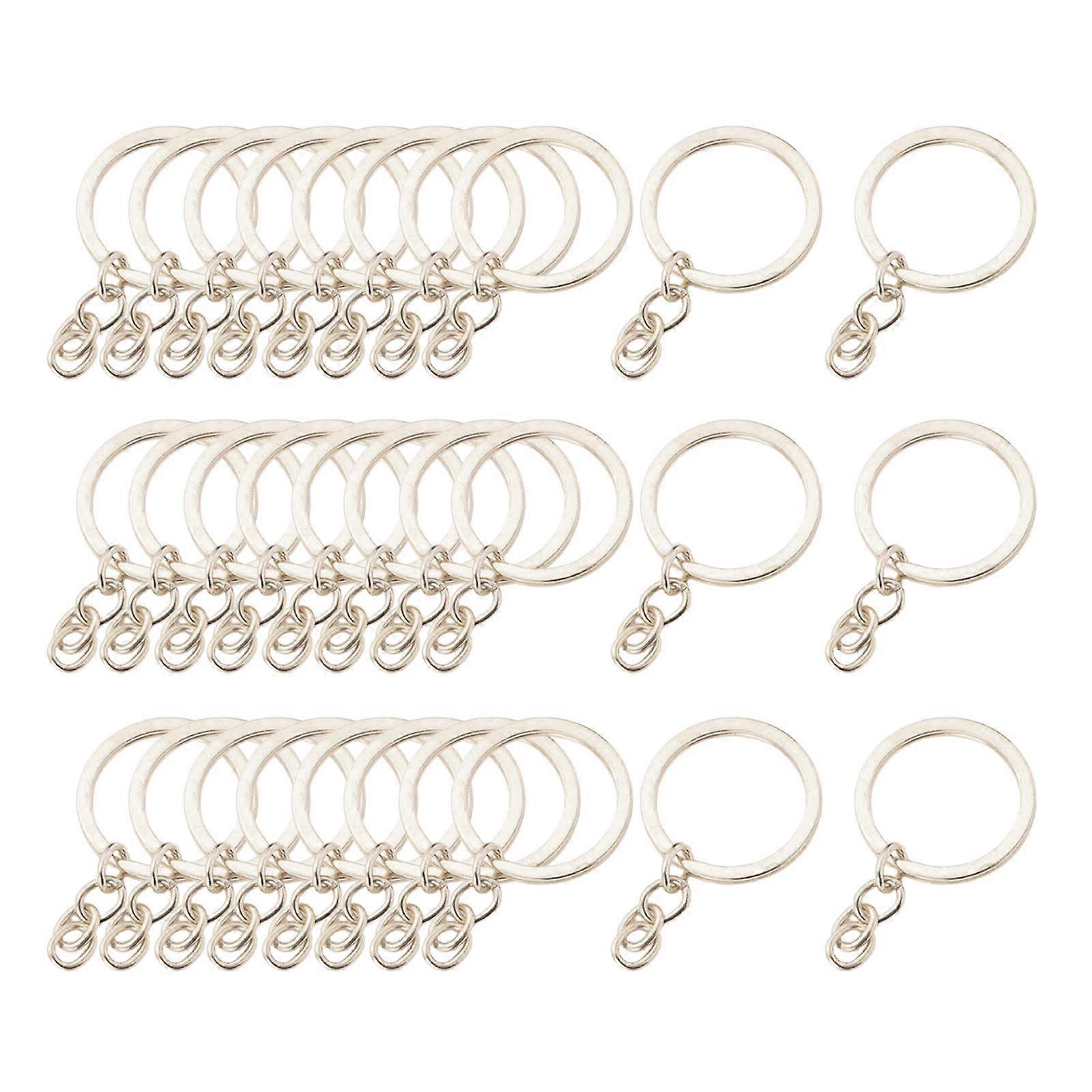 30x Keyring Blanks Key Chains Findings Split Rings 4 Link 25mm_White K