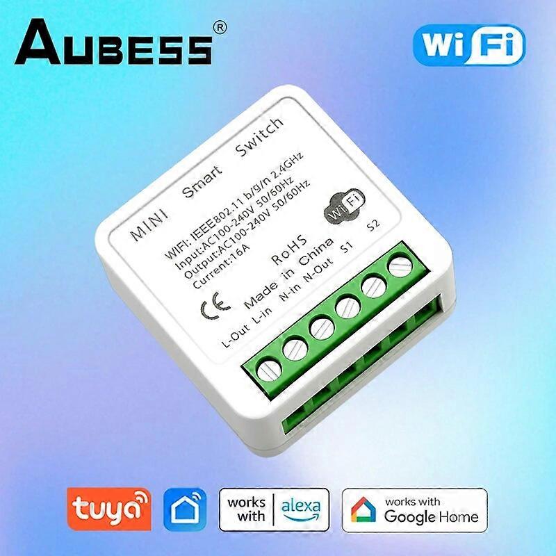 AUBESS Tuya Smart Home Gadgets Mini WiFi Smart Switch Light Switch Relay Module Voice Control For Alexa Alice Google Assistant