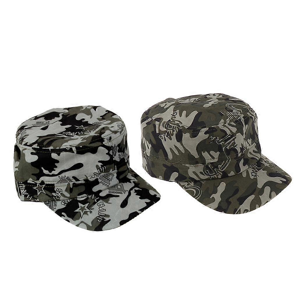 2pcs Hunting   Cap Patrol Army Camouflage Caps Cadet Hat