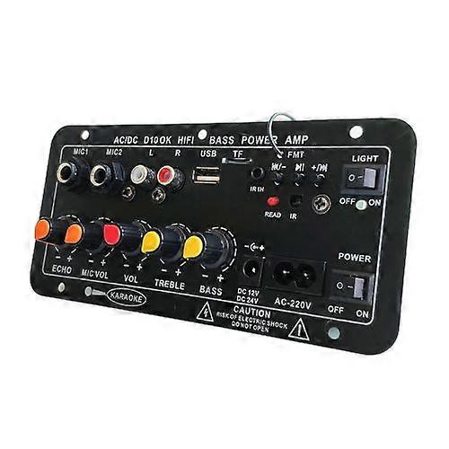 Woopker Bluetooth Audio Amplifier Board 120W Subwoofer Dual Microphone AMP Module for 4 ohms 8-12 inch Speaker 12/24V 110/220V