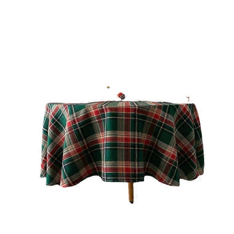 Christmas Tablecloth Red and Green Checkered Dining Table, Retro Green Checkered High-end Tablecloth (120*120cm)