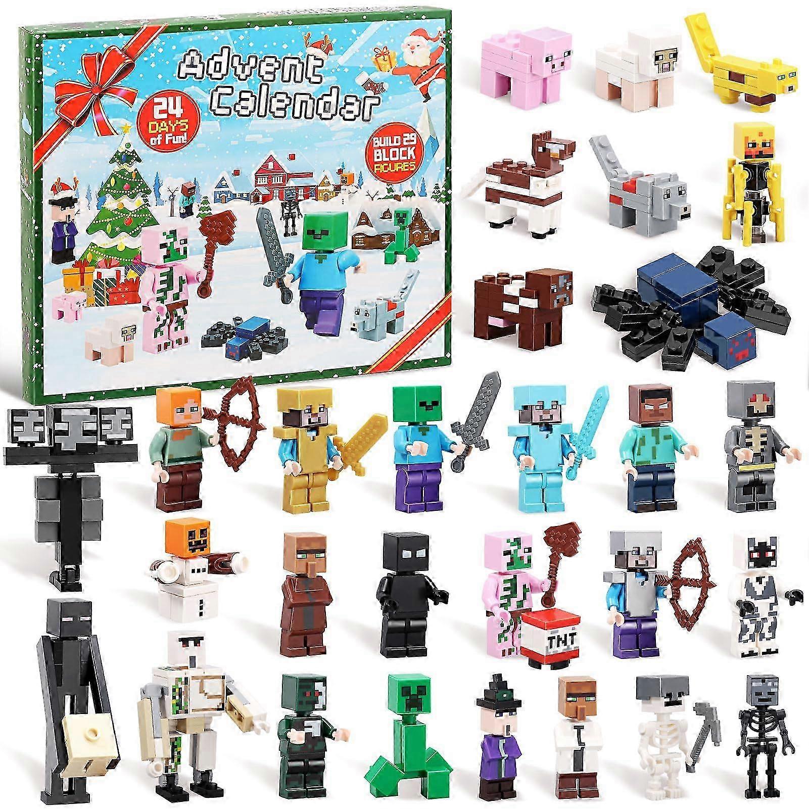 Advent Calendar Building Blocks - 24 Day Countdown, 29 Toy Characters