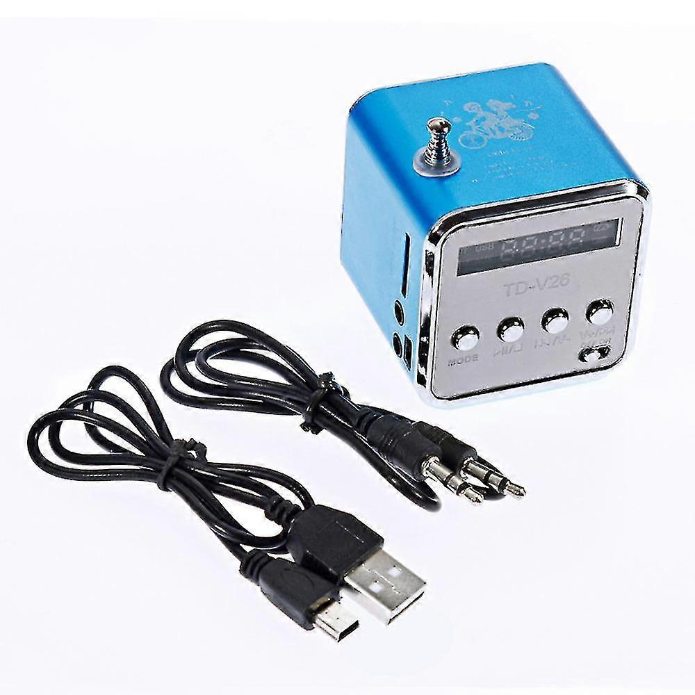 Mini Digital Fm Radio Speaker Portable Fm Receiver With Lcd Stereo Speaker Support Micro Tf Card (1 Piece, Blue)