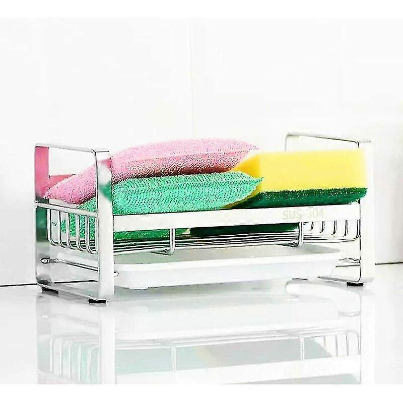 Sponge Holder, 304 Stainless Steel Sink Organization Storage Sponge Holder, Kitchen Sink Organizer With Removable Drip Tray Sponge Shelf, For Counter