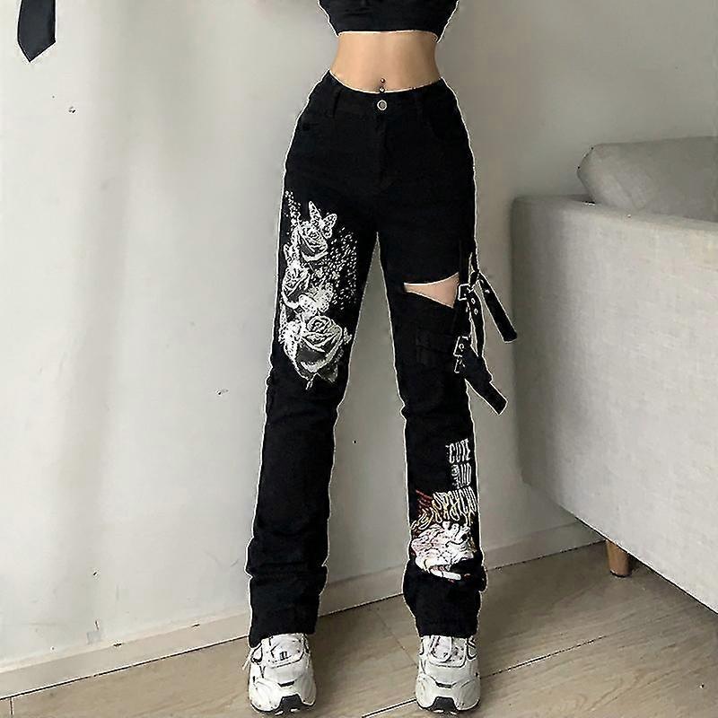 Gothic Emo Alt Cargo Pants Techwear Hippie Baggy Jeans Mom
