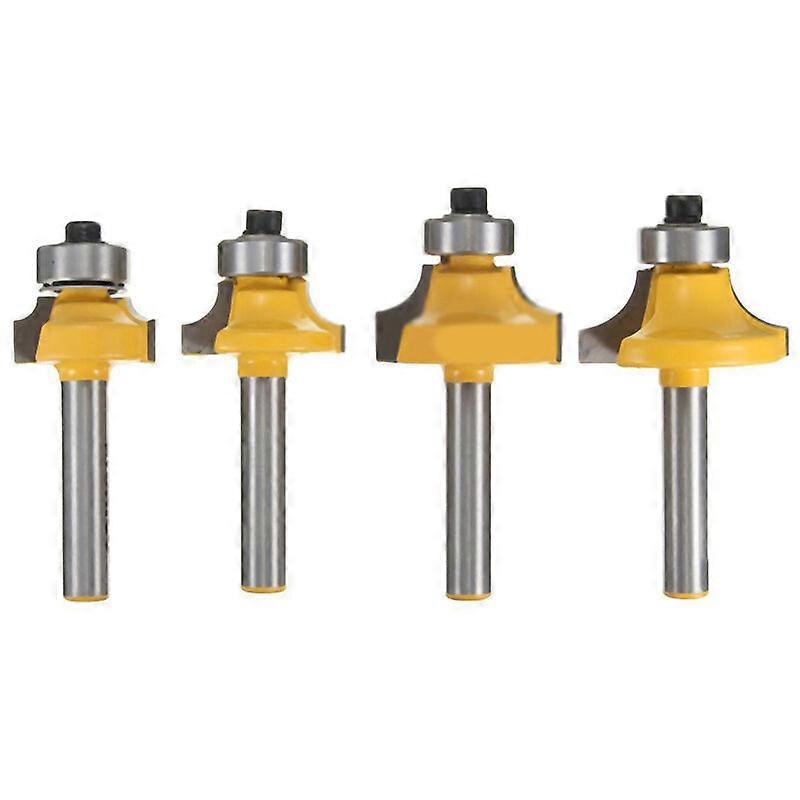 4PCS 6.35mm Shank Rounding Router Corner Round Radius of 7.92mm/6.35mm/4.76mm and 3.18mm Edging Tool for Woodworking Milling Cutter -