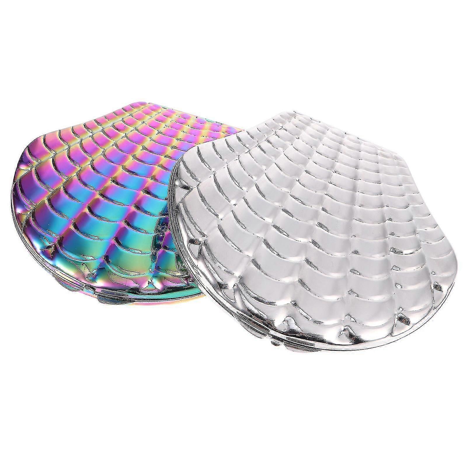 2pcs Lightweight Shell Shape Makeup Miroir Miroir Double Face Miroir