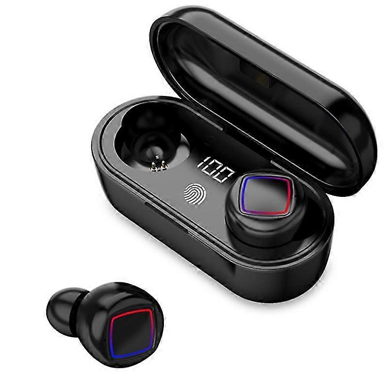 Tws Finger Touch Led Battery Display Bluetooth Earphone - Black - Advanced Black Bluetooth Earphone with Finger Touch and LED Display