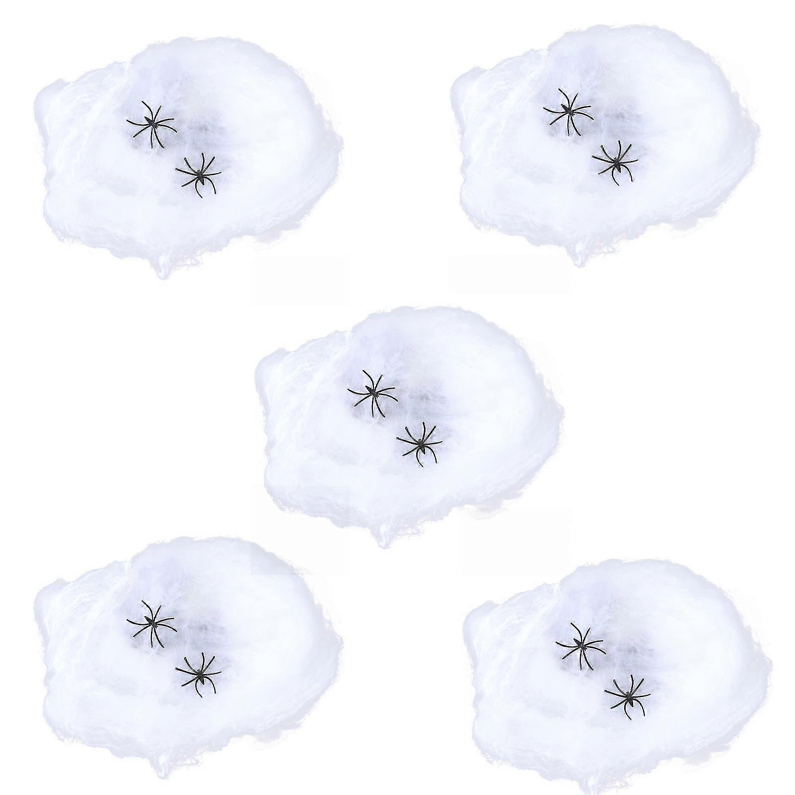 5 قطع شبكة العنكبوت رهيبة حية قابلة للتطوير هالوين الديكور اللوازم الداخلية في الهواء الطلقأبيض