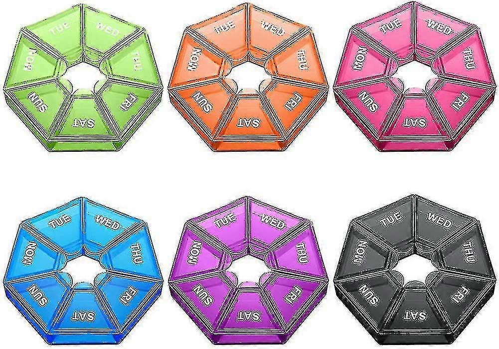 6 S Pill Boxes Round Pill Box S Pill Stora Box 7 Mini 7 Sided