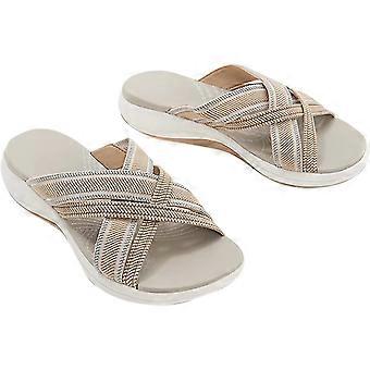 Produkt Up-Gradation-Stretch Cross Orthotic Slide Sandalen Damen Sandalen Sommer Hausschuhe