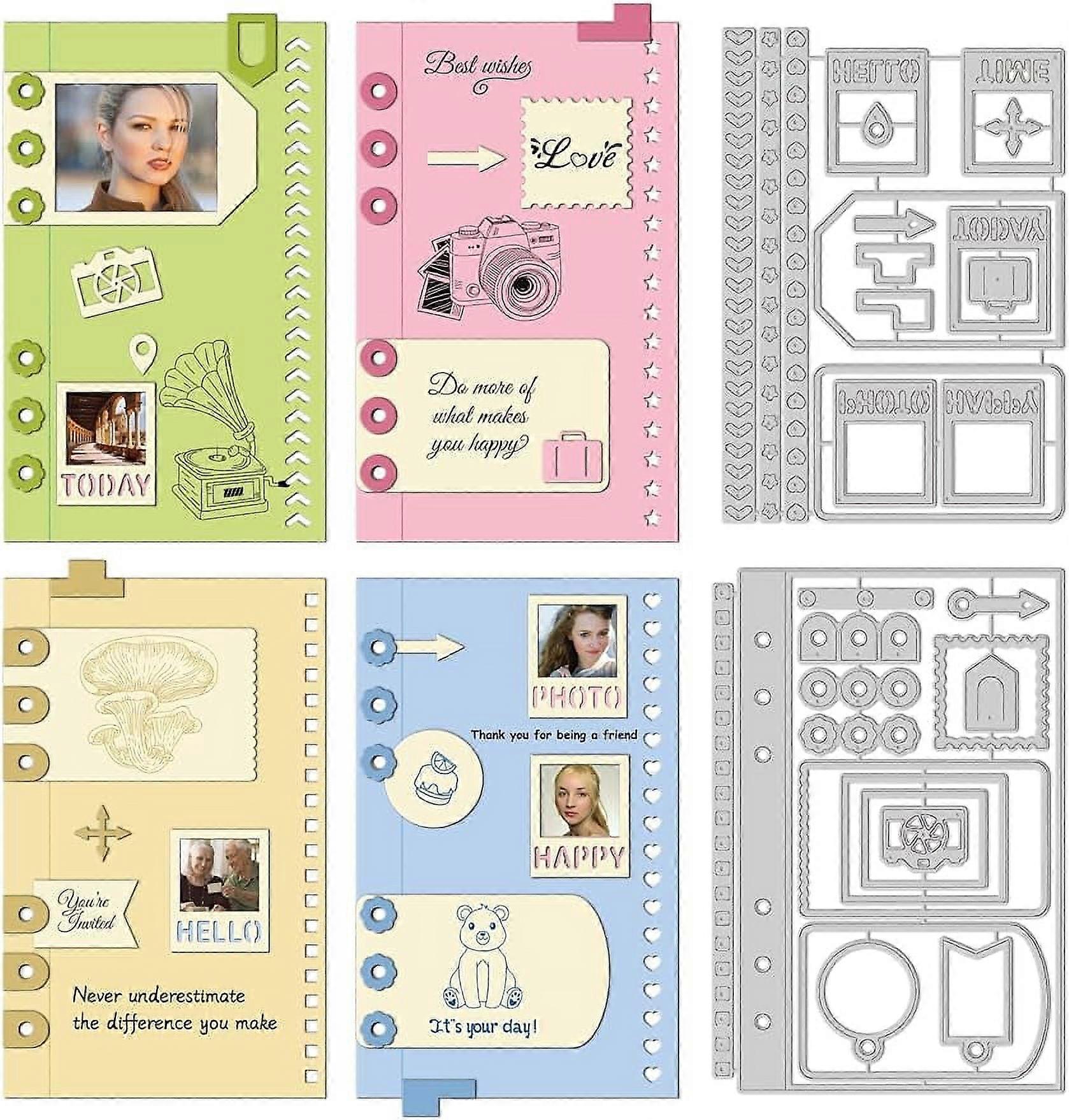 Notebooks and Postcards Cutting Dies Private Design Mini Brochure Embossing Stencils Template for Decorative Embossing Paper Card DIY Scrapbooking Alb