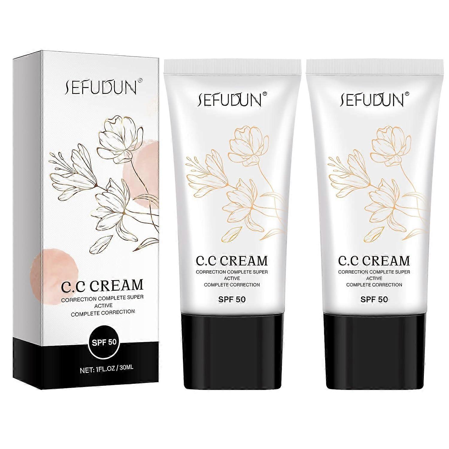 CC Cream, Skin Tone Adjusting CC Cream SPF 50, 2Pcs Super Active CC Cream Foundation for Face and Body Color Correcting