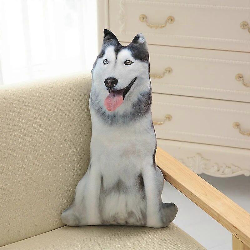 3D Cute Lifelike Bend Dog Printed Throw Pillow Funny Dog Head Plush Cushion Stuffed Animal Plushie Decor for Home Children Gift