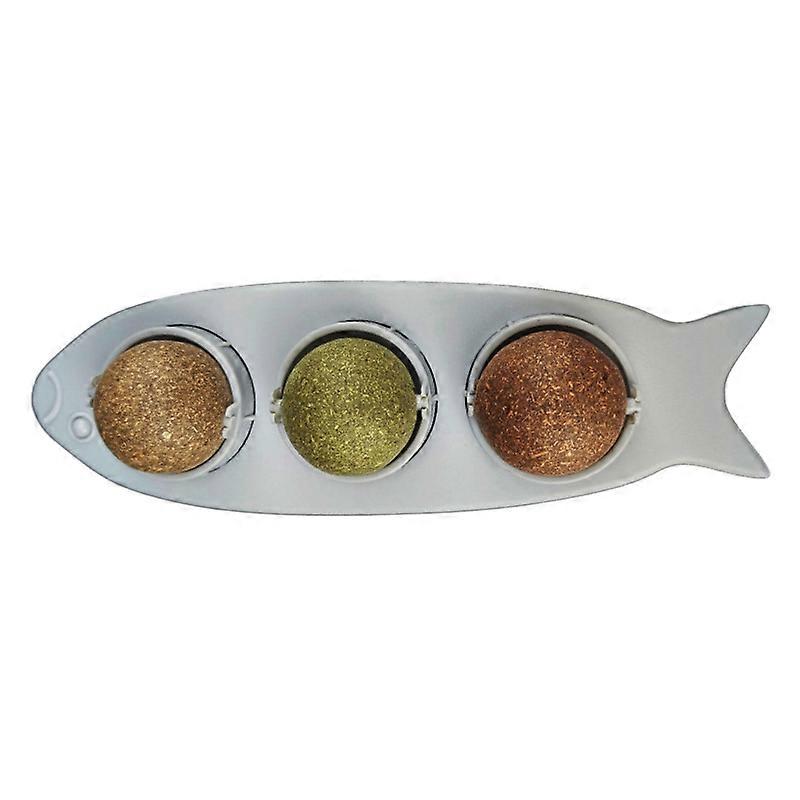 3Pcs Catnip Wall Toys Lick Safe Healthy Kitten Silvervine Treat Spinner Toy