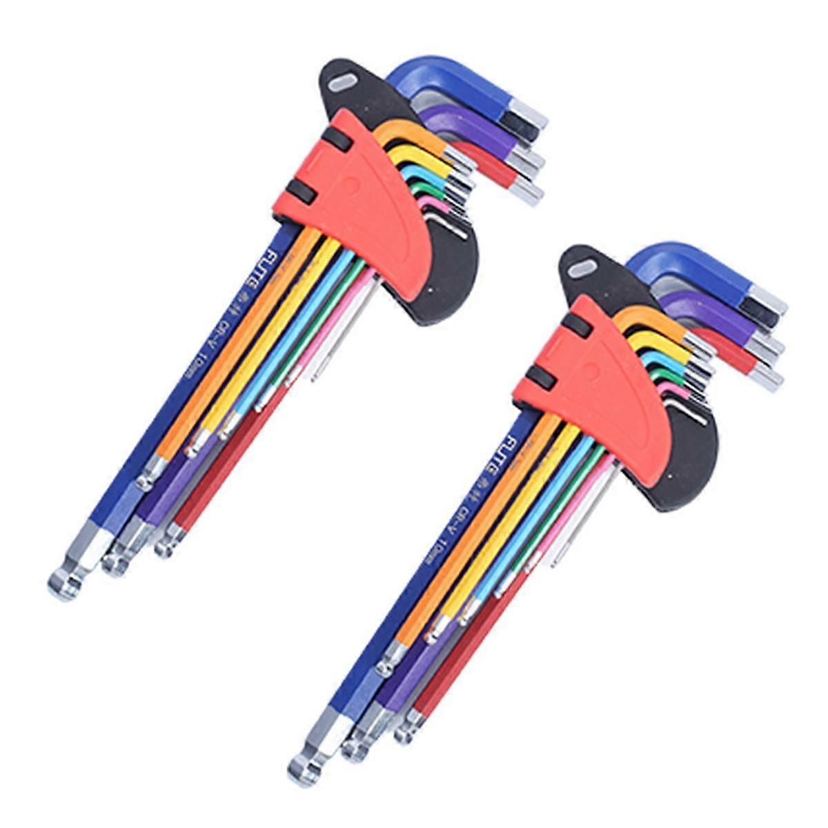 Long Hex Wrench Set, Metric and Standard Hex Wrench Set Hex Wrench with Ball Tip, SAE 1/16 to 3/8 In