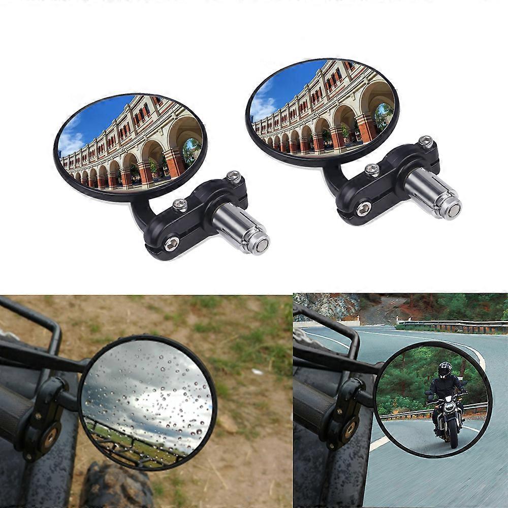 Rearview Mirror Motorcycle Retro Side Mirrors 2Pcs Aluminum Motorcycle Handlebar for Cafe Racer Black Handle Accessories Moto