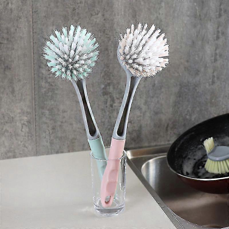 2 Pcs Long-arm Dish Washing Scrub Brush , Hanging Easy-grip Handle