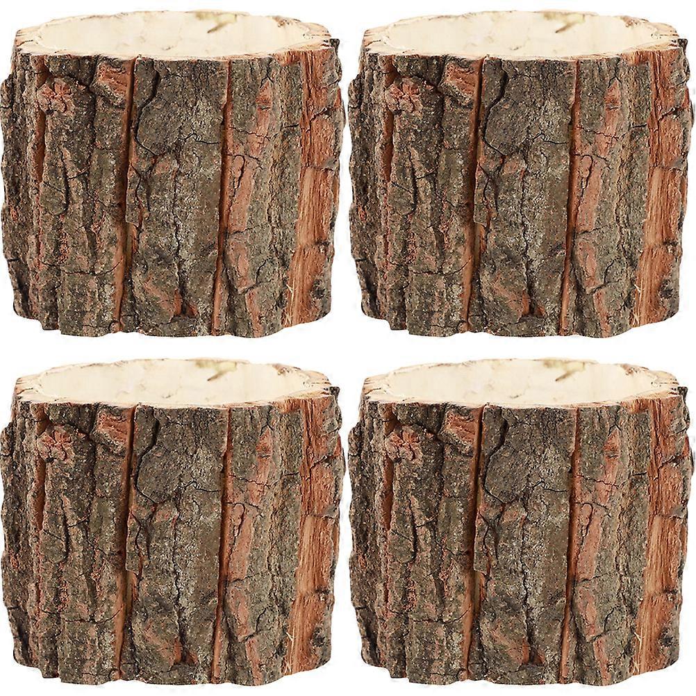 4 יחידות עציץ עץ אדניות פרחים כפריות מחזיק צמחים קטנים לעיצוב הבית המקורה