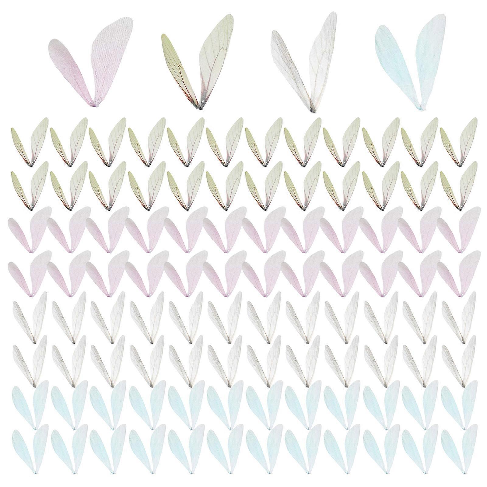 100Pcs 4 Colors Dragonfly Wing Charms DIY Wings Pendants with Hole for Keys