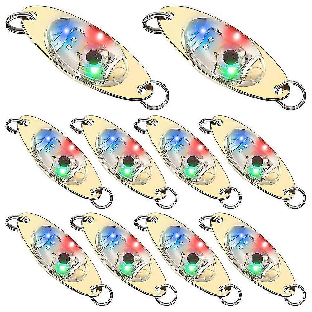 10 Pcs LED Fishing Lures Fishing Spoons Underwater Flasher Halibut Flasher Trolling Deep Drop Fishi