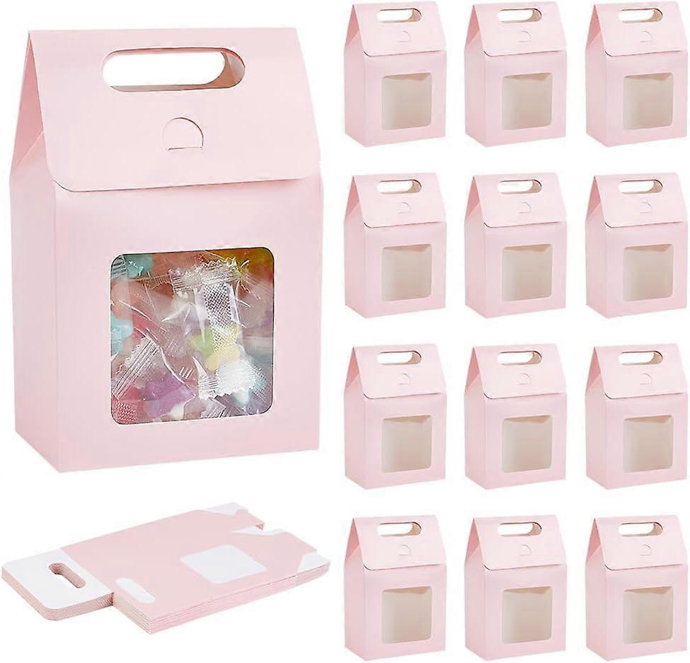 Paper Gift Storage Boxes with Visible Window Packaging Carton Boxes Hot Pink 9.8x6x15cm