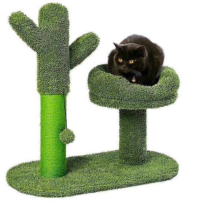 Cat Catcus Scratching Post Tree with Play Ball Green-Cactus Cat Scratcher