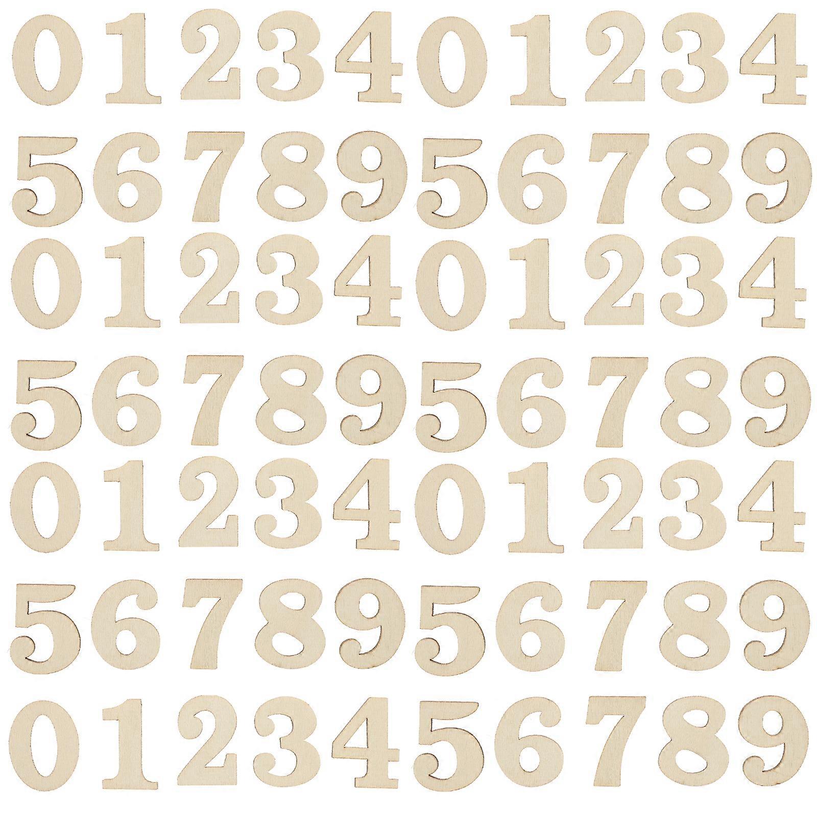 100 Pcs 3d Clock Unfinished Wood Numbers Wooden Digital Numbers Wooden Table Numbers Wooden Number Wooden Roman Numerals