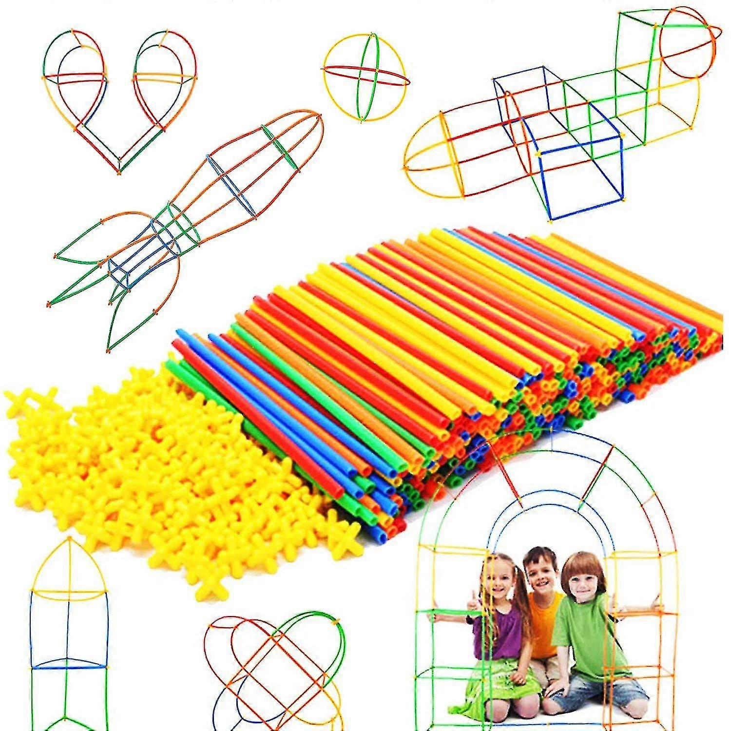 Straw Constructor Building Toys 300 Pcs Interlocking Plastic Educational Toys Engineering Building Blocks