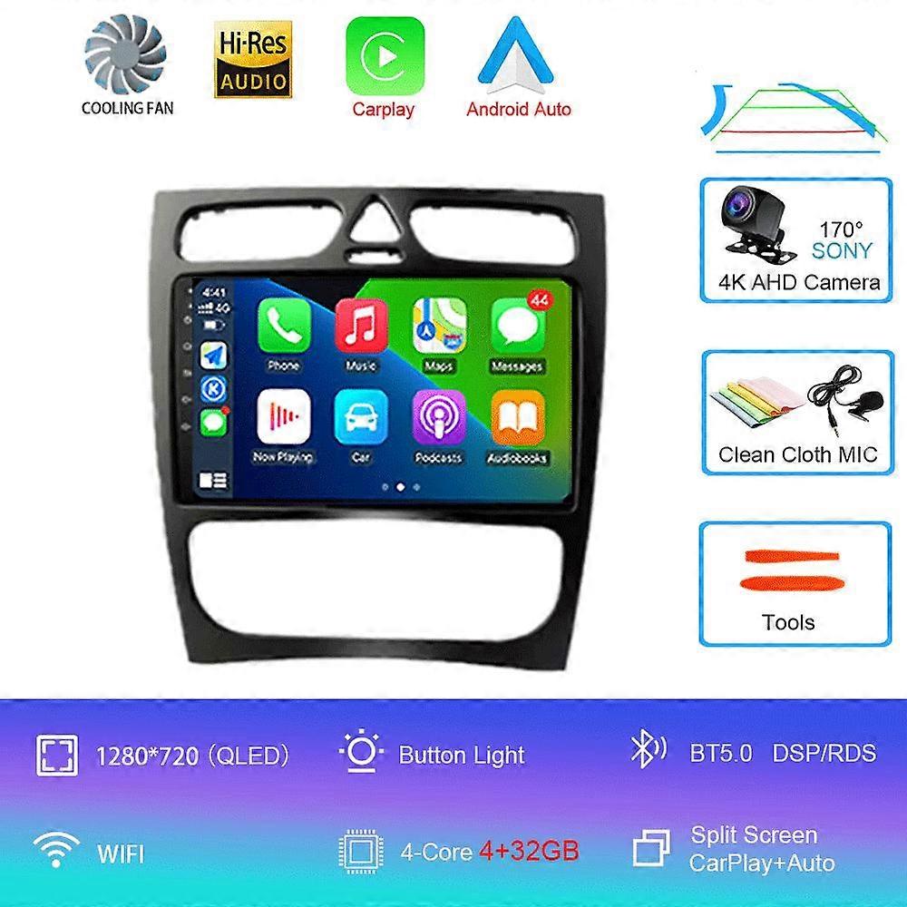 メルセデスベンツCクラスW203 C200 C320 C350 CLK W209 2002-2005ナビゲーションGPSマルチメディアプレーヤーステレオ4GのためのAndroid 14カーラジオ