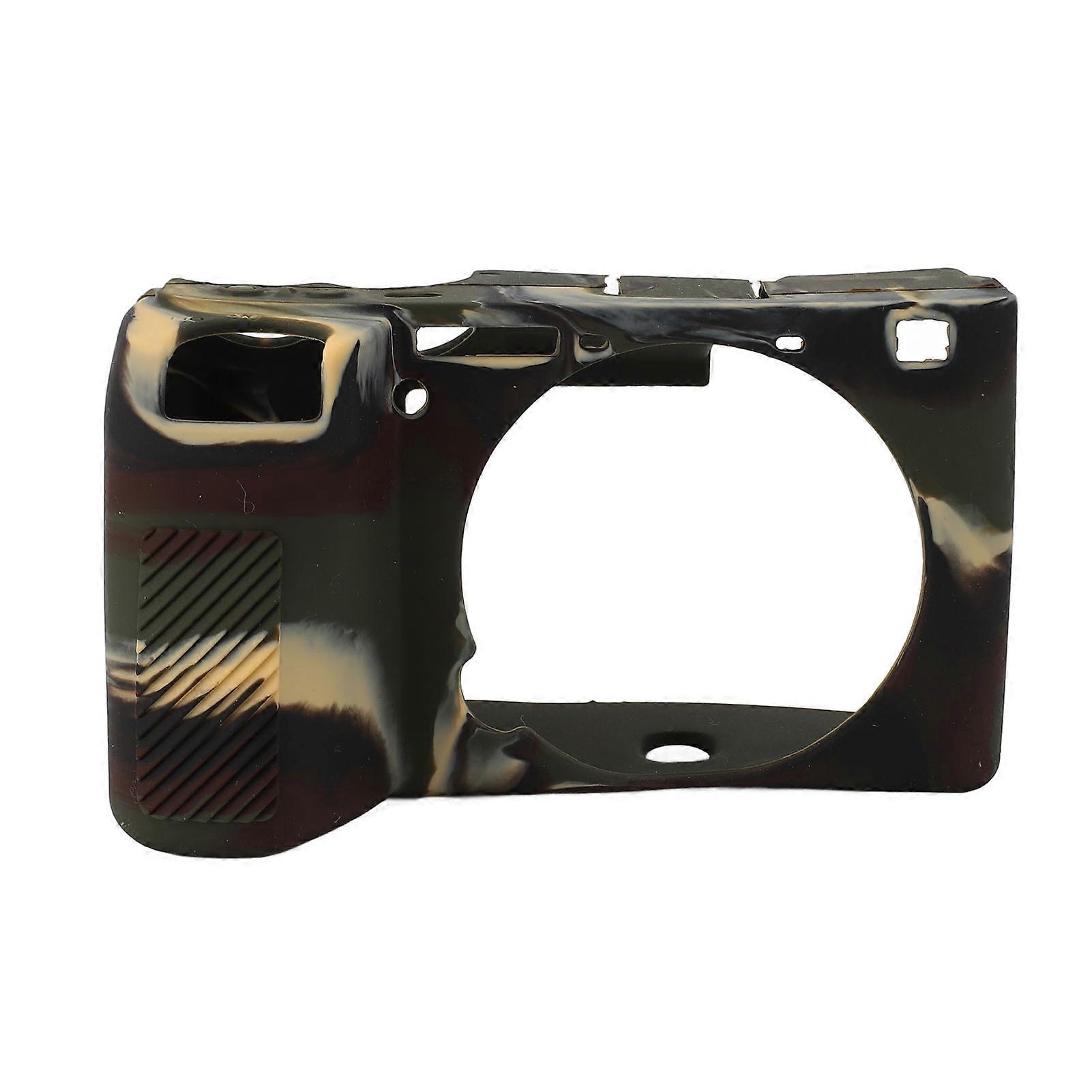 Soft Silicone Protective Case for A6700 Camera, Shockproof and Scratch Resistant, Green Camouflage Pattern