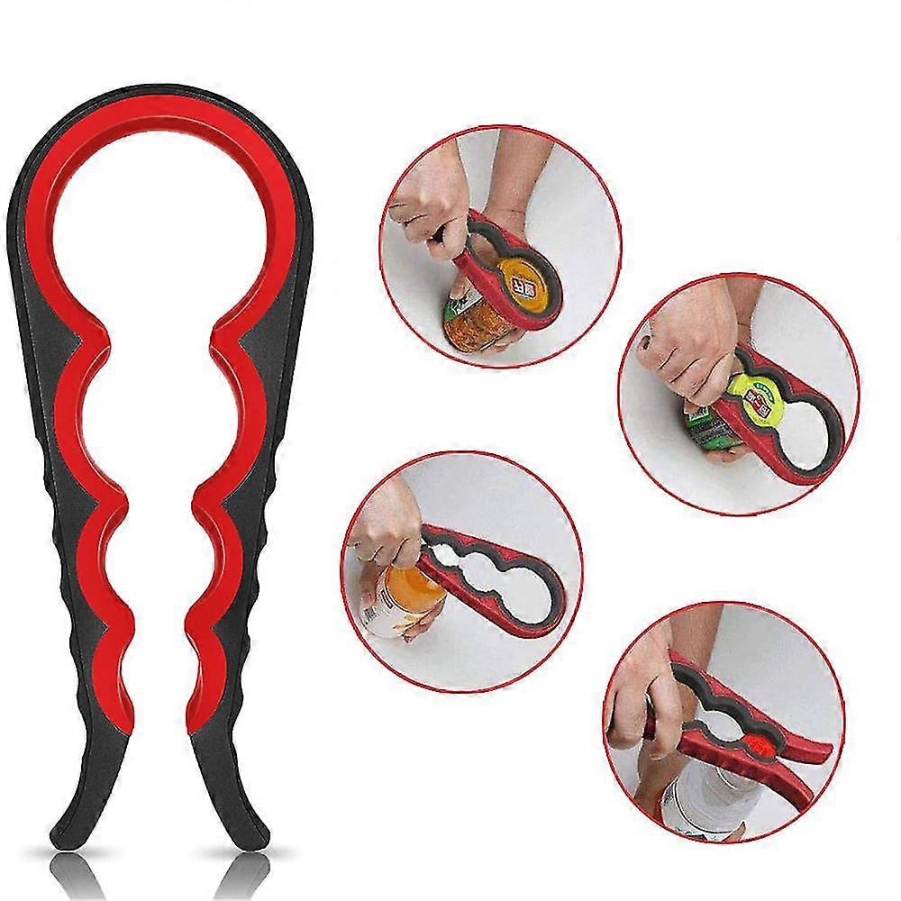 2 Pieces Can Opener Lid Opener With Non-slip Handle, 5 In 1 And 4 In 1 Lid Opener Ideal Compatible With Children, Seniors, Arthritic Hands