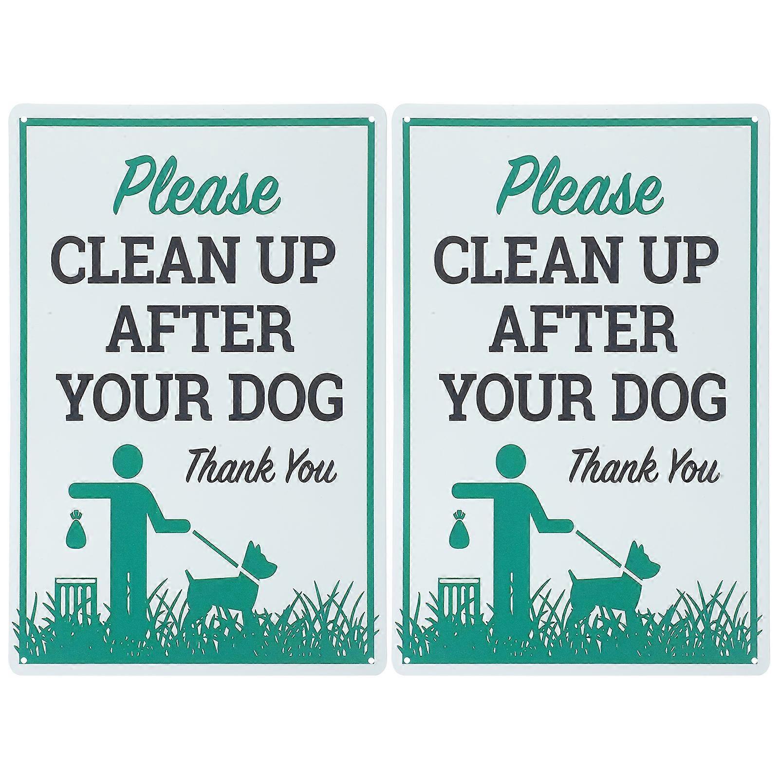 2pcs Métal Caca Chien Avertissement Signe Pet Chien Toilette Avertissement Signe Nettoyer Après Votre Chien Avis Signe